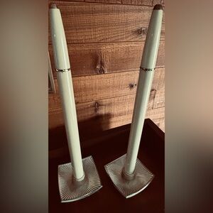 MCM Ronson Butane Vintage White & Gold "Stardust" Tapers-Pair